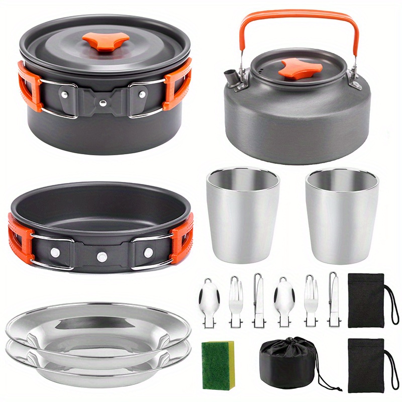 Outdoor Camping Kettle - 17pcs Camping Cookware Set, Portable Non-Stick
