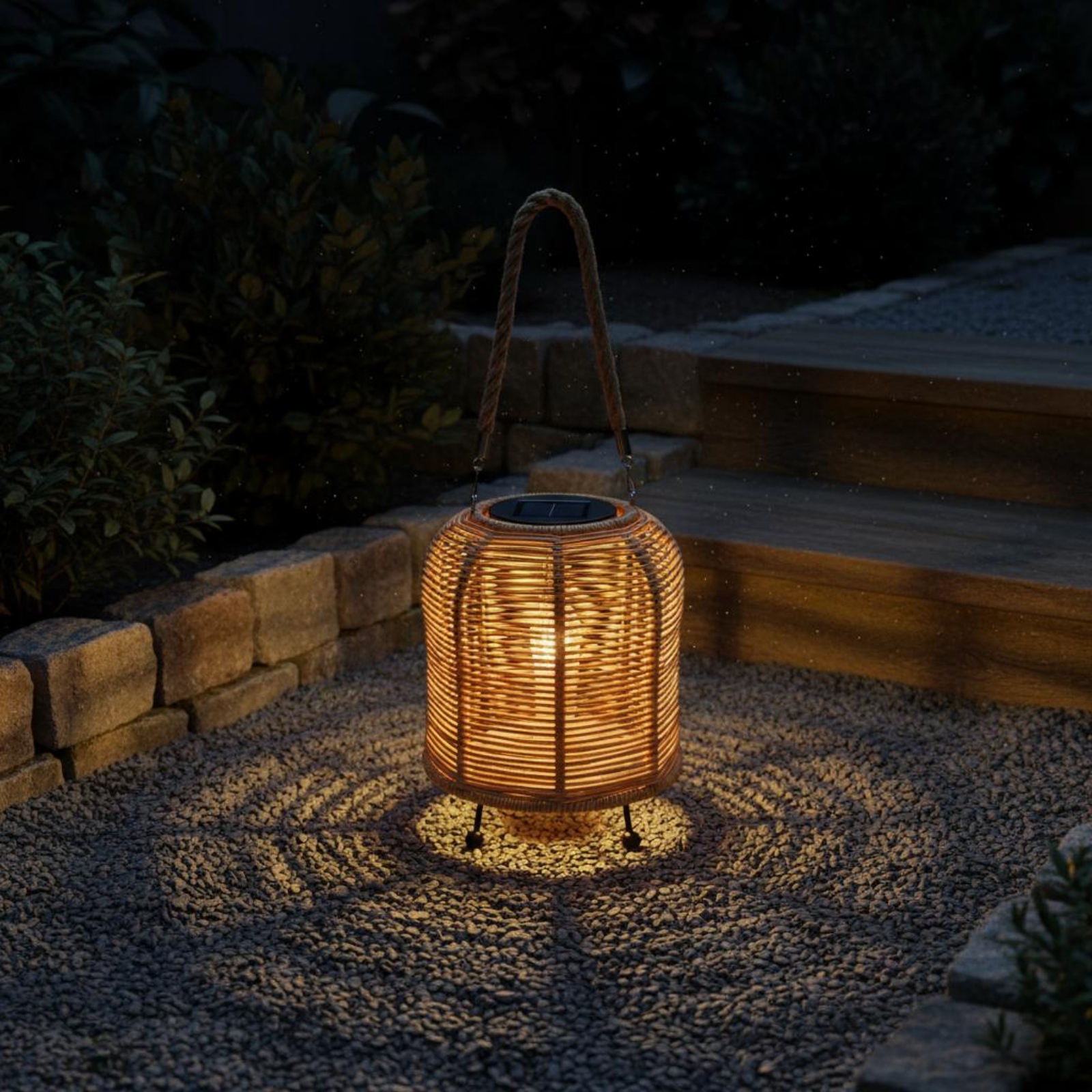 Camping Lantern - Handwoven Solar Lantern Braided Rope Handle