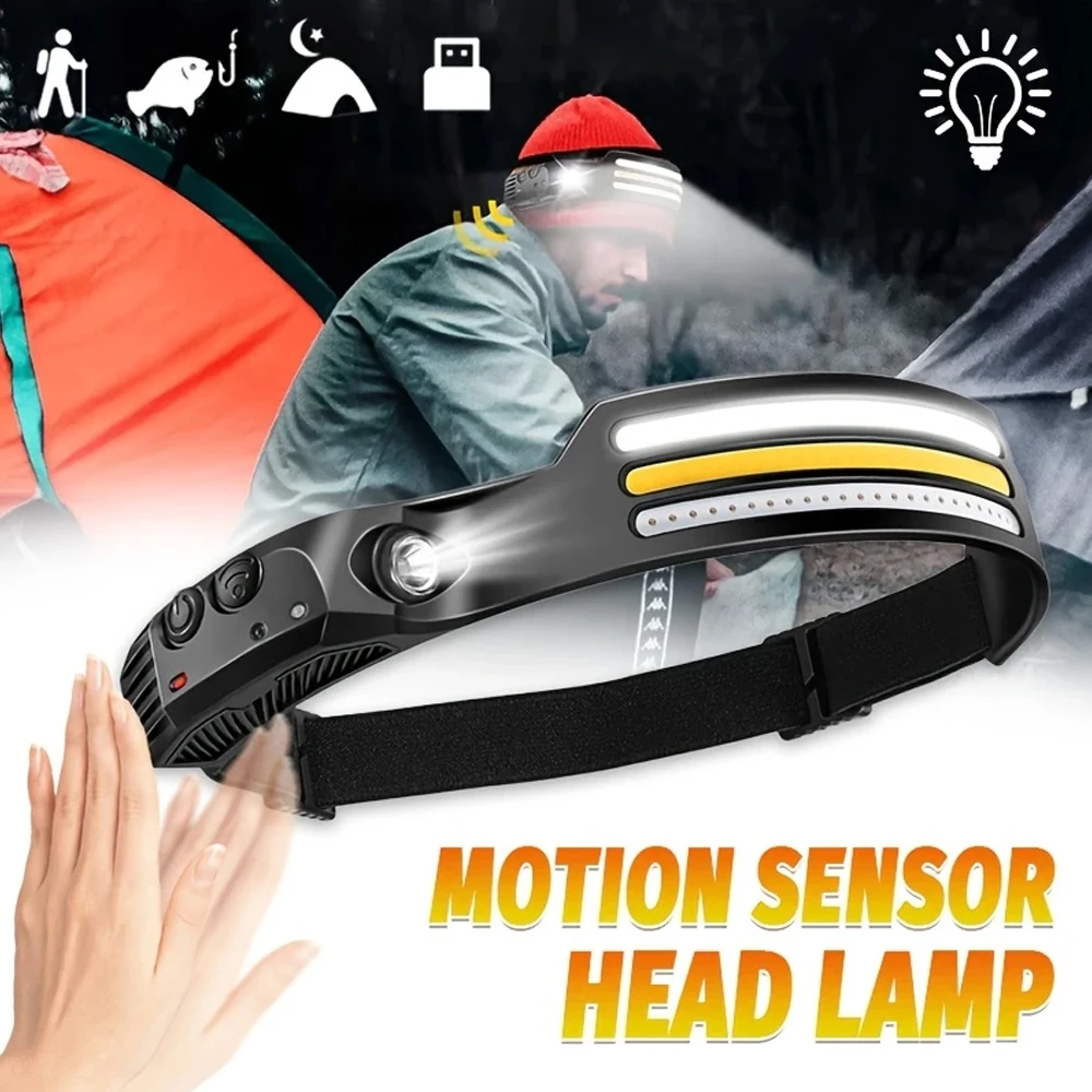Outdoor Camping Adventure - Rechargeable COB LED Induction Headlamp with
