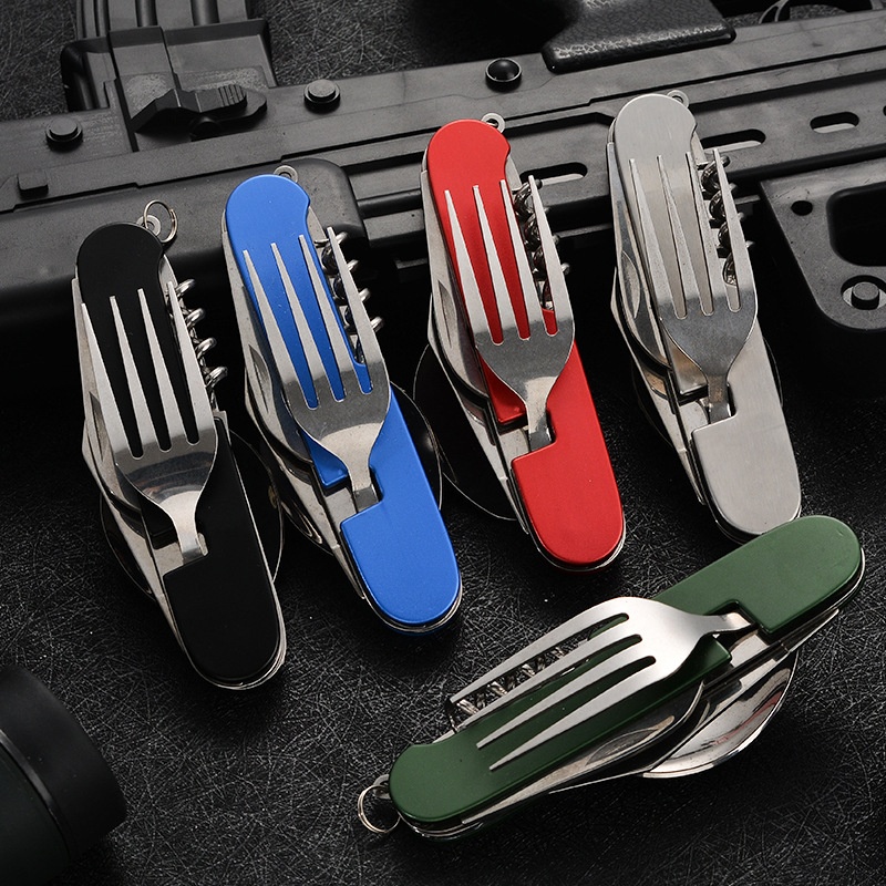 Outdoor Camping Utensils - 4 in 1 Folding Tableware Detachable