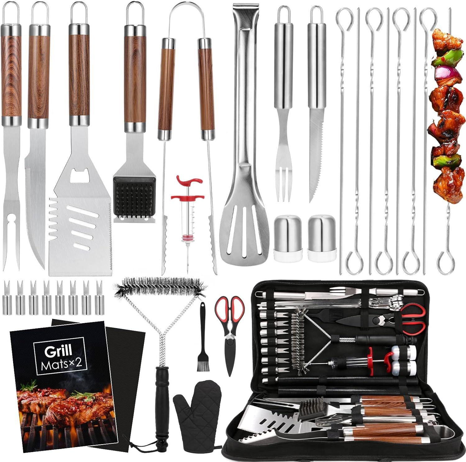 Outdoor Camping Utensils - 34Pcs Heavy Duty Grill Tools Set