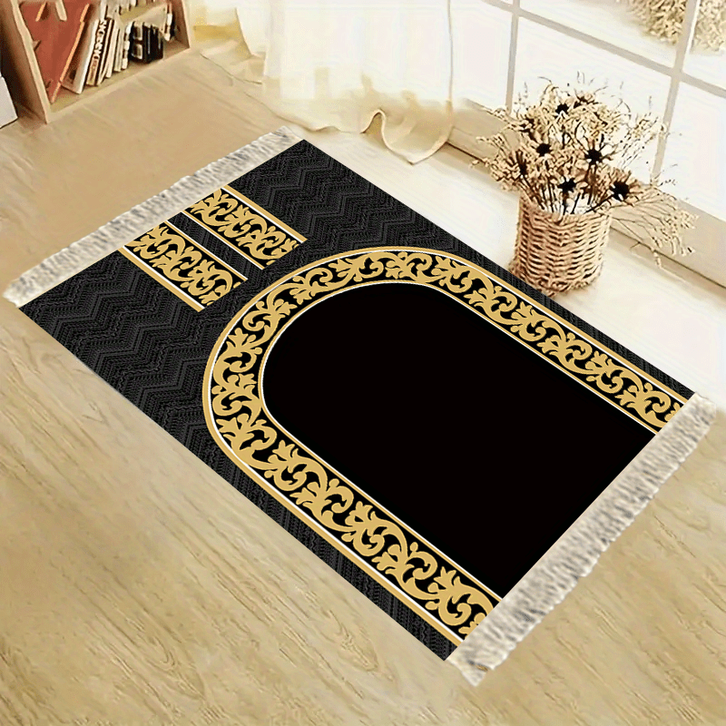 Outdoor Camping Activities For Adults - VIKAMA Black Gold Crest Muslim Prayer
