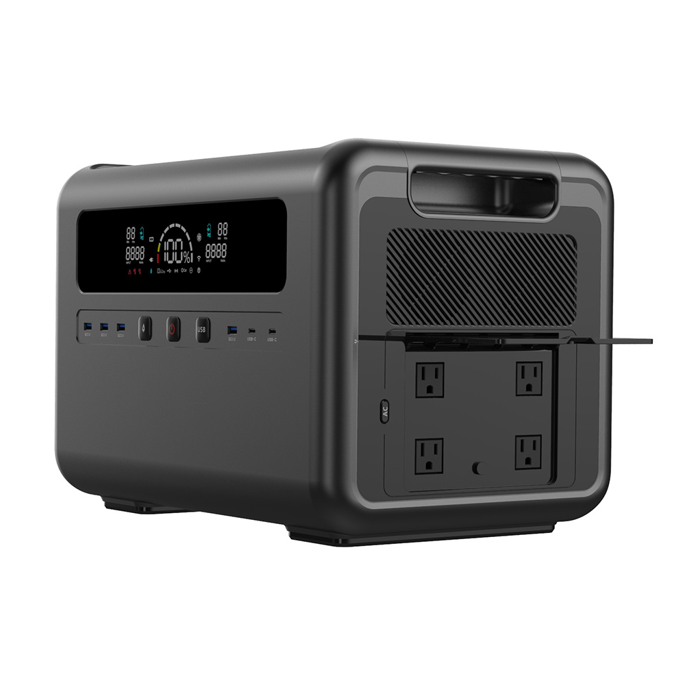 Portable Power Station - 2400W Solar Power Generator, Large Capacity