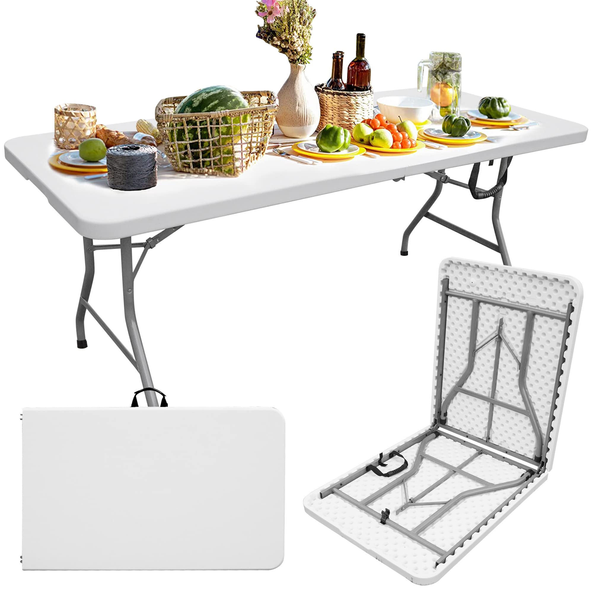 Outdoor Camping Rental - Lightweight Portable Plastic Folding Tables for