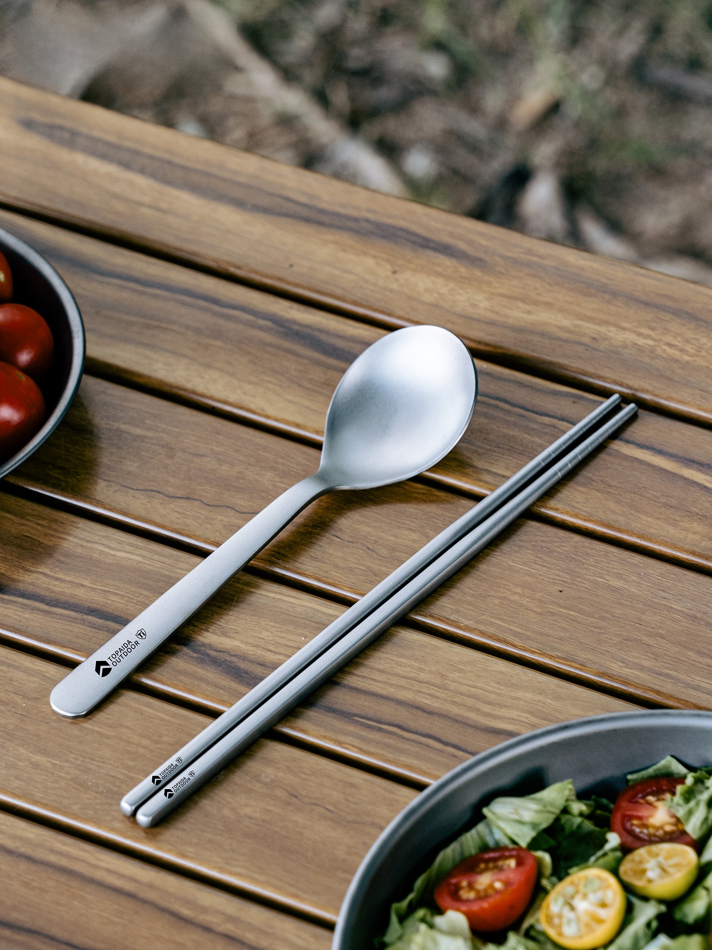 Outdoor Camping Utensils - Portable Titanium Spoon Set Pure Titanium