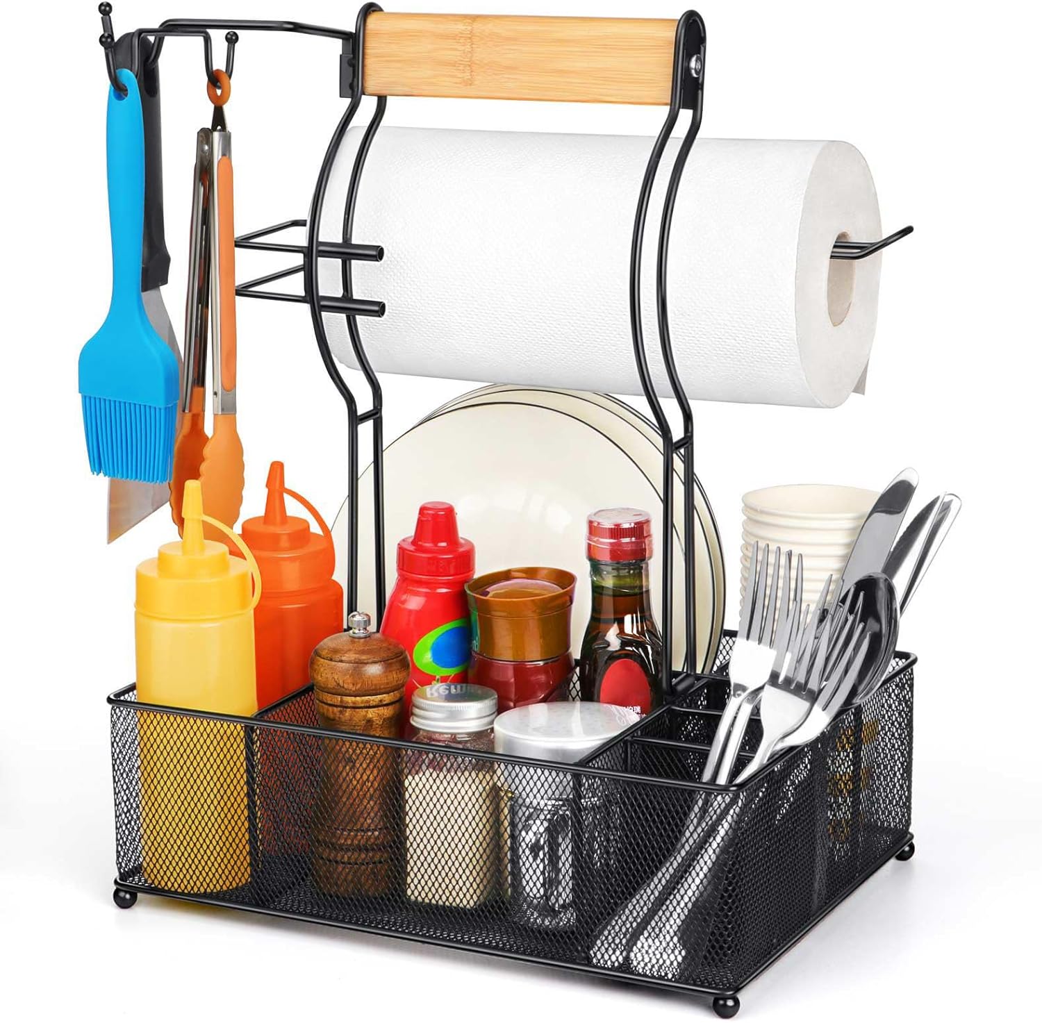 Outdoor Camping Utensils - BBQ Caddy with Paper Towel Holder,