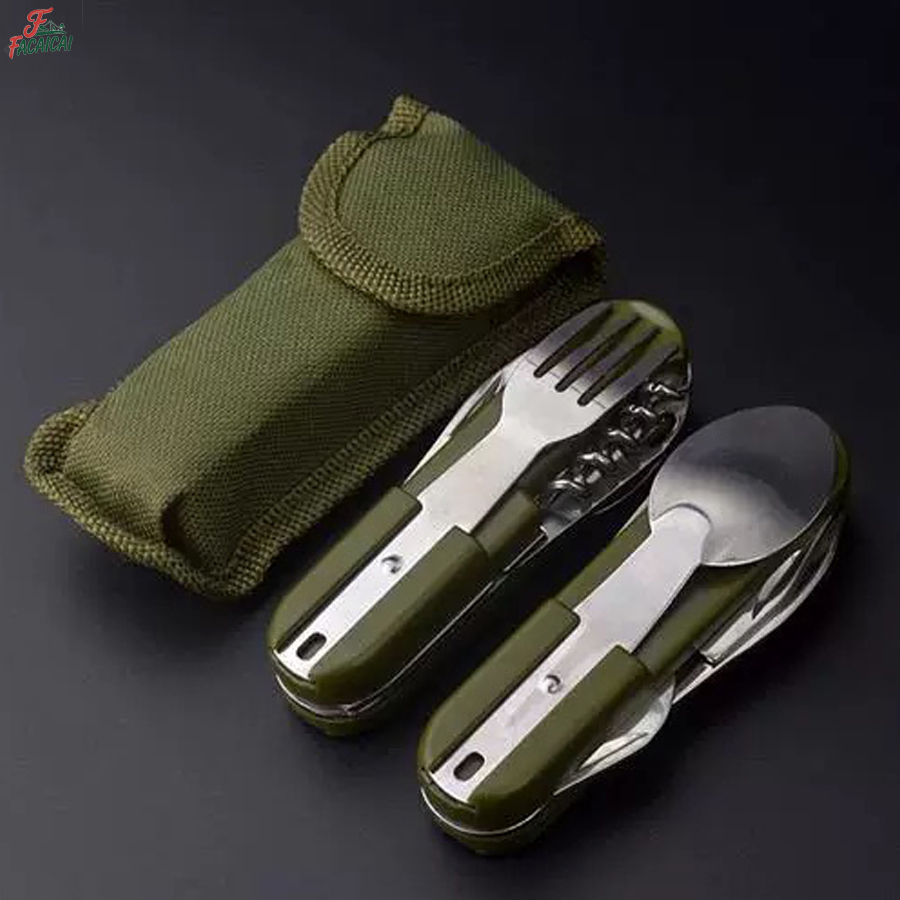 Outdoor Camping Utensils - Camping Gear Portable Portable 5-in-1 Stainless