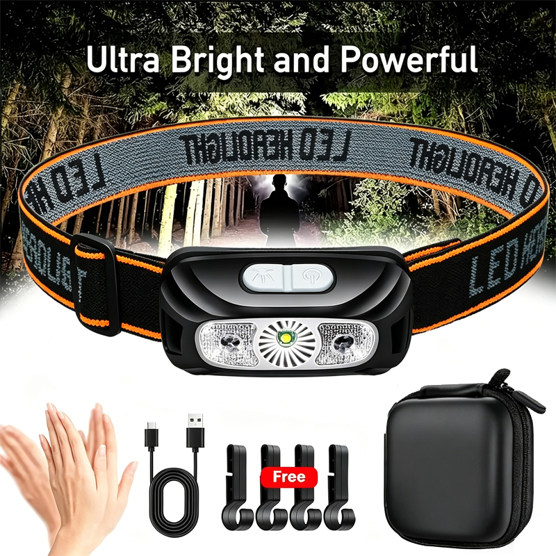 Outdoor Camping Adventure - Strong Light Headlamp Portable LED Sensor