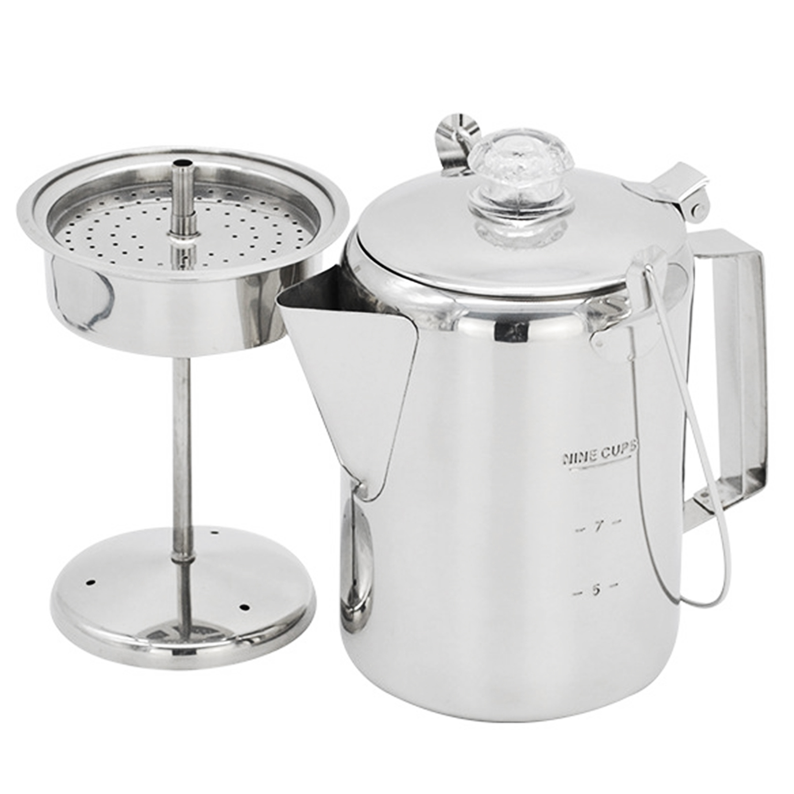 Camp Percolator Coffee - 1.2L Outdoor 9 Cup Stainless Steel