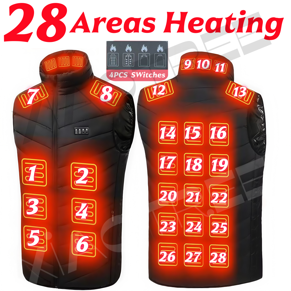 Camping Outdoor Clothing - 28/9 Areas Heated Vest Men Jacket