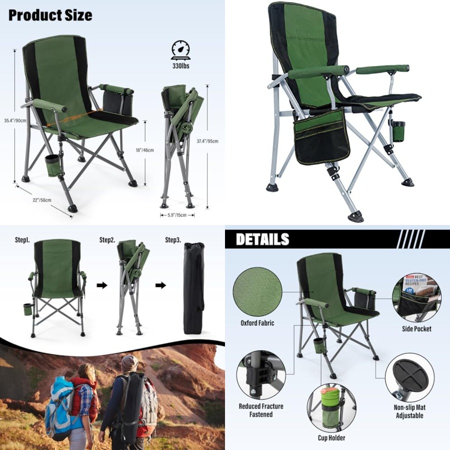 Outdoor Camping Chairs Folding - Camping Chair for Adults, Heavy Duty