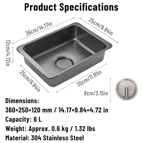 Outdoor Camping Sink - 304 Stainless Steel Mini Sink For