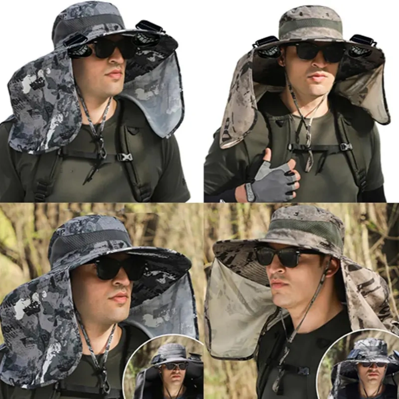 Outdoor Camping Ventilator - Solar Fan Hat Dual USB Rechargeable