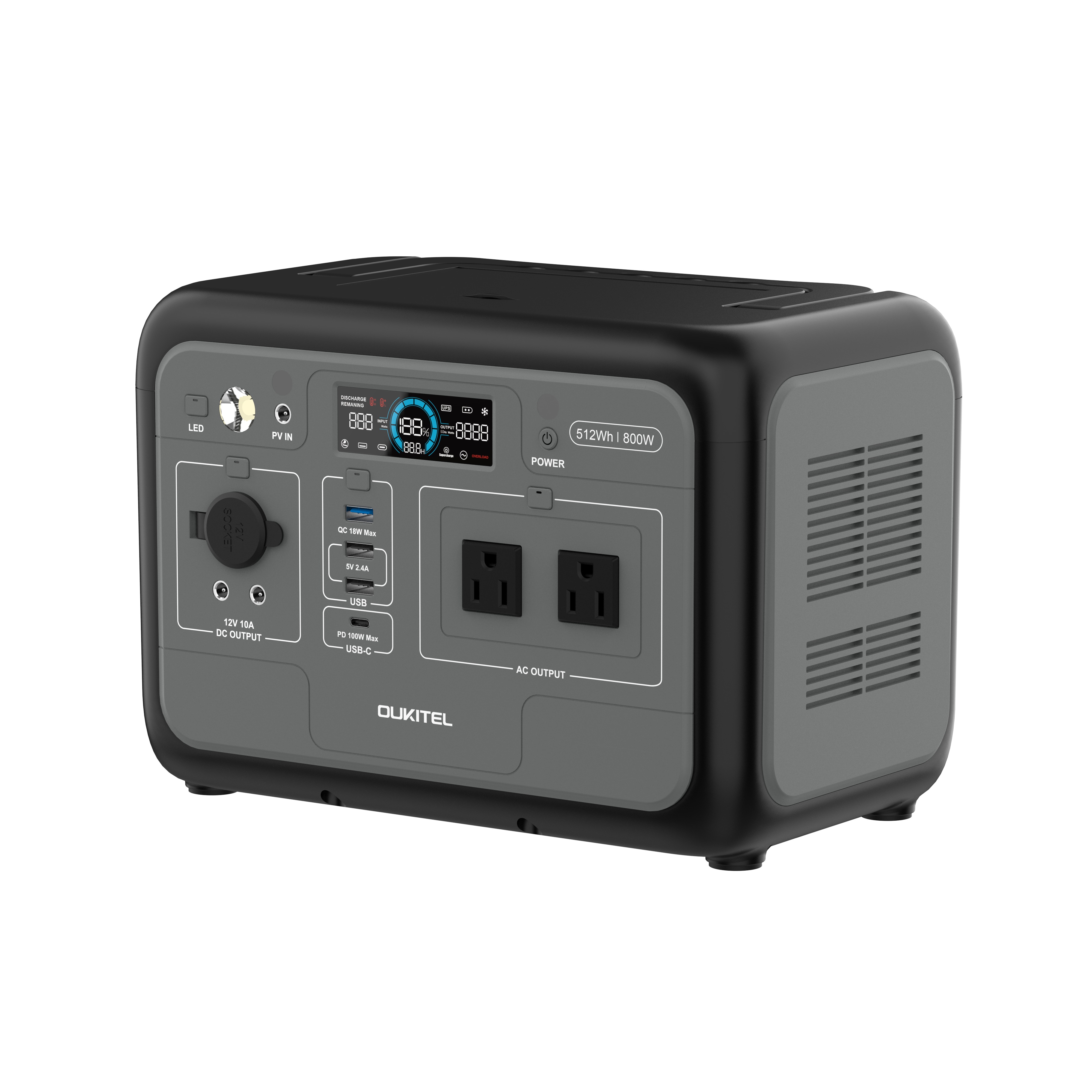 Portable Power Station - 800W LiFePO4 Portable Power Station, 120V/220V