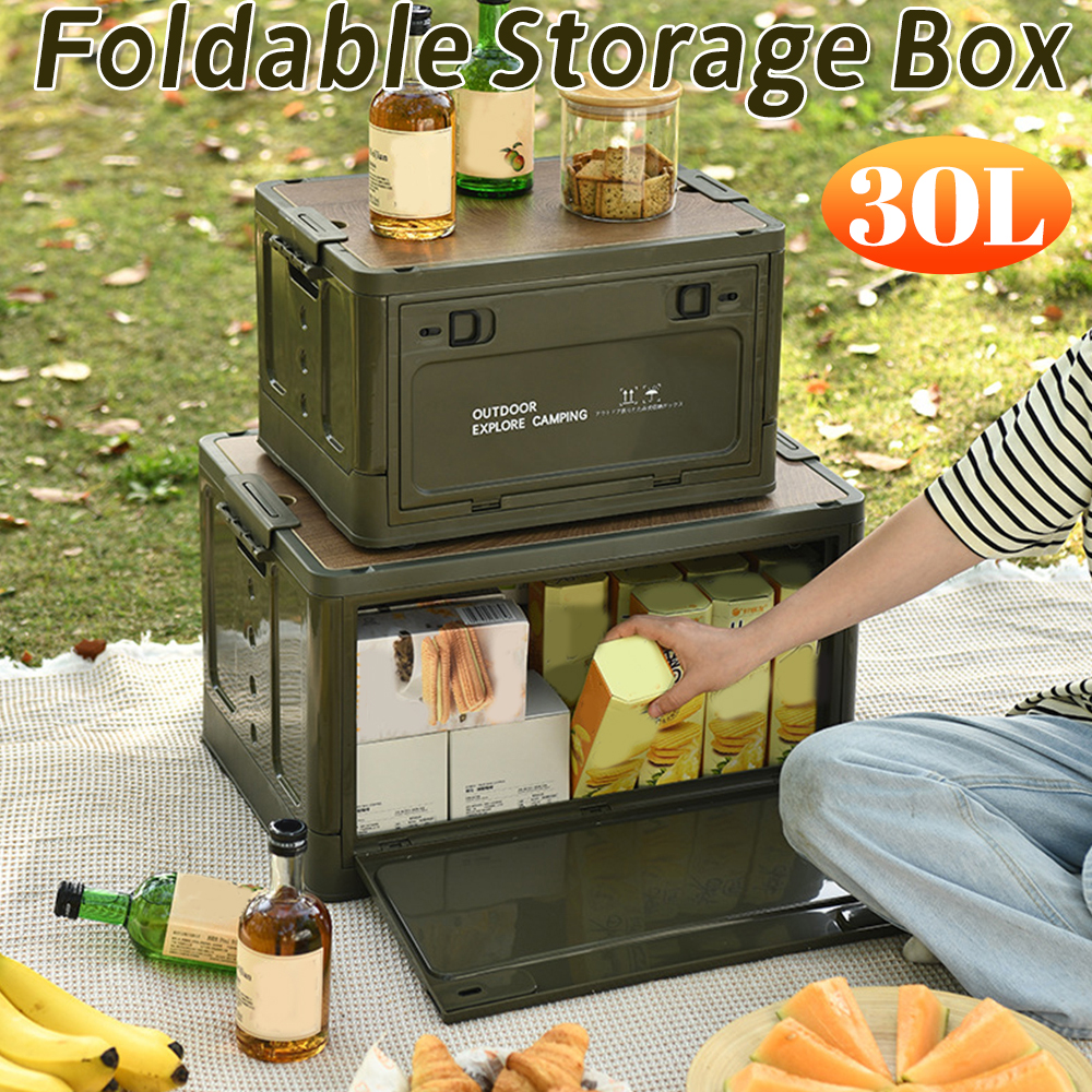 Outdoor Camping Bin - 20/30LOutdoor Collapsible Storage Bin With Wooden
