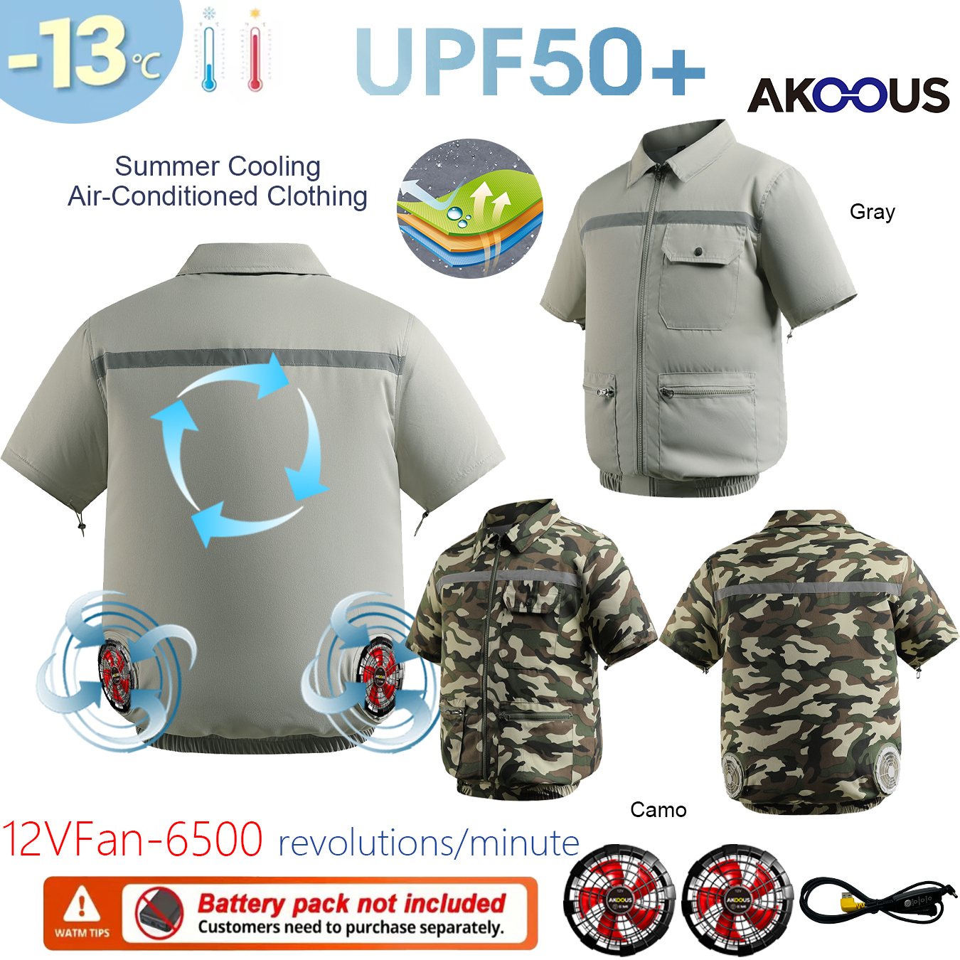 Camping Outdoor Clothing - Summer USB 12V/5V Air Conditioned Vest