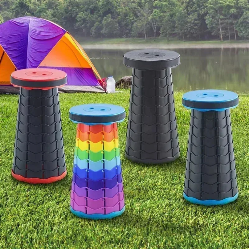 Outdoor Camping Chairs Folding - Portable Plastic Folding Telescopic Chair, Lightweight