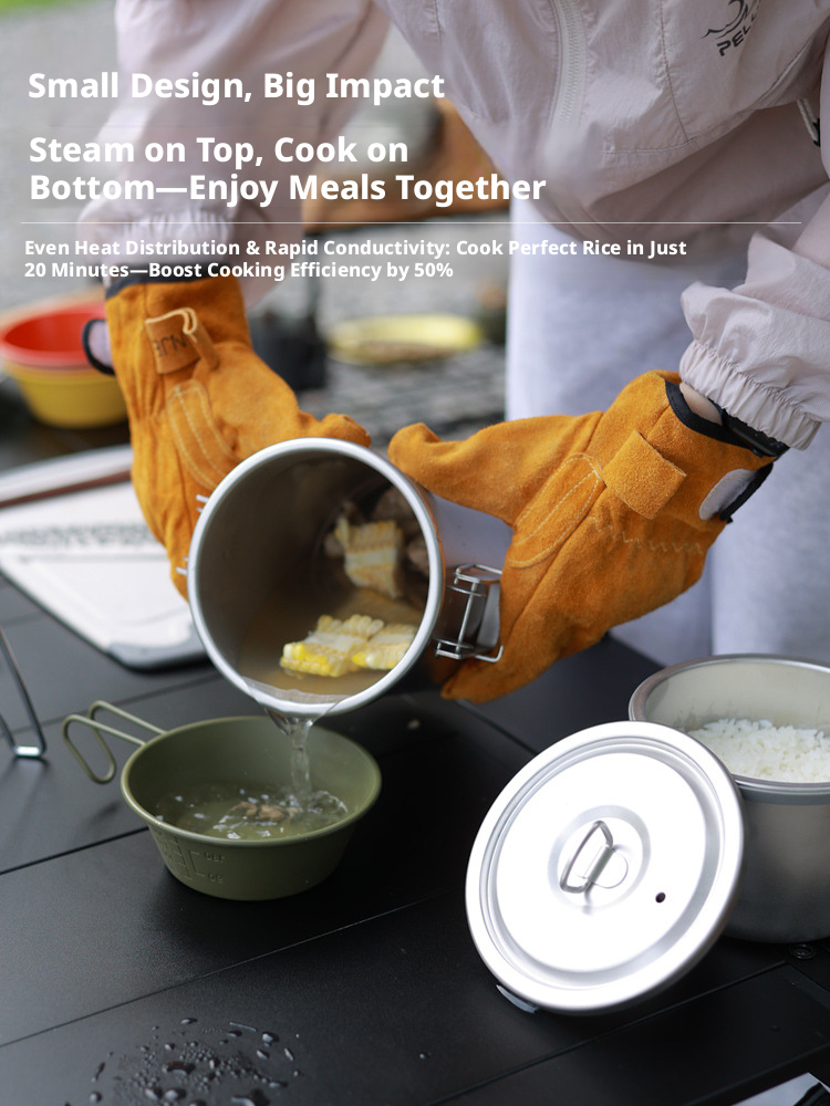 Outdoor Camping Utensils - Outdoor multifunctional 1.8L stainless steel cooking