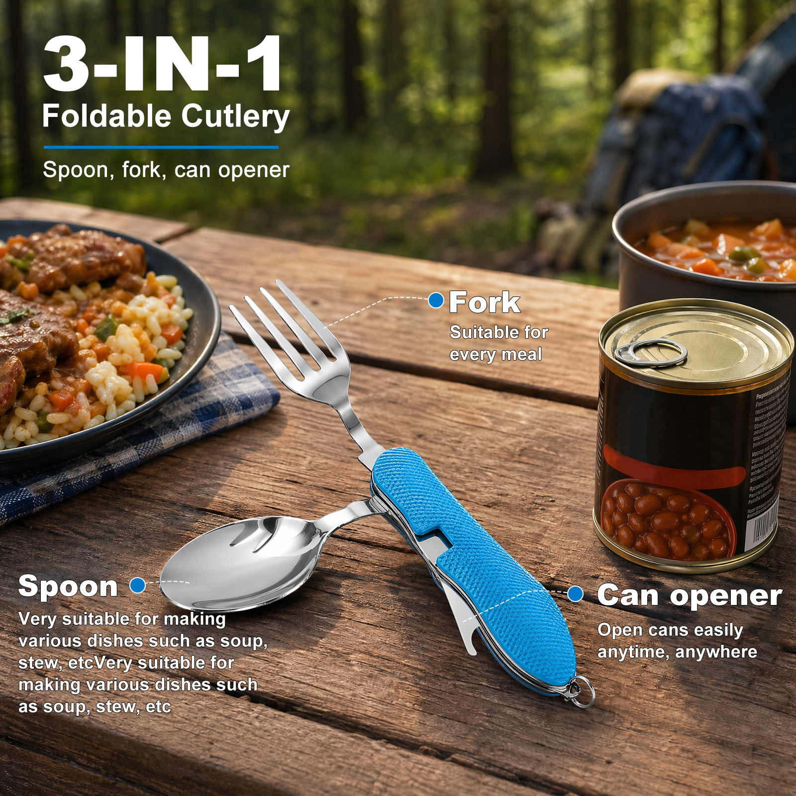 Multifunction 3 in 1 Camping U - Outdoor Camping Utensils avaliação e preço