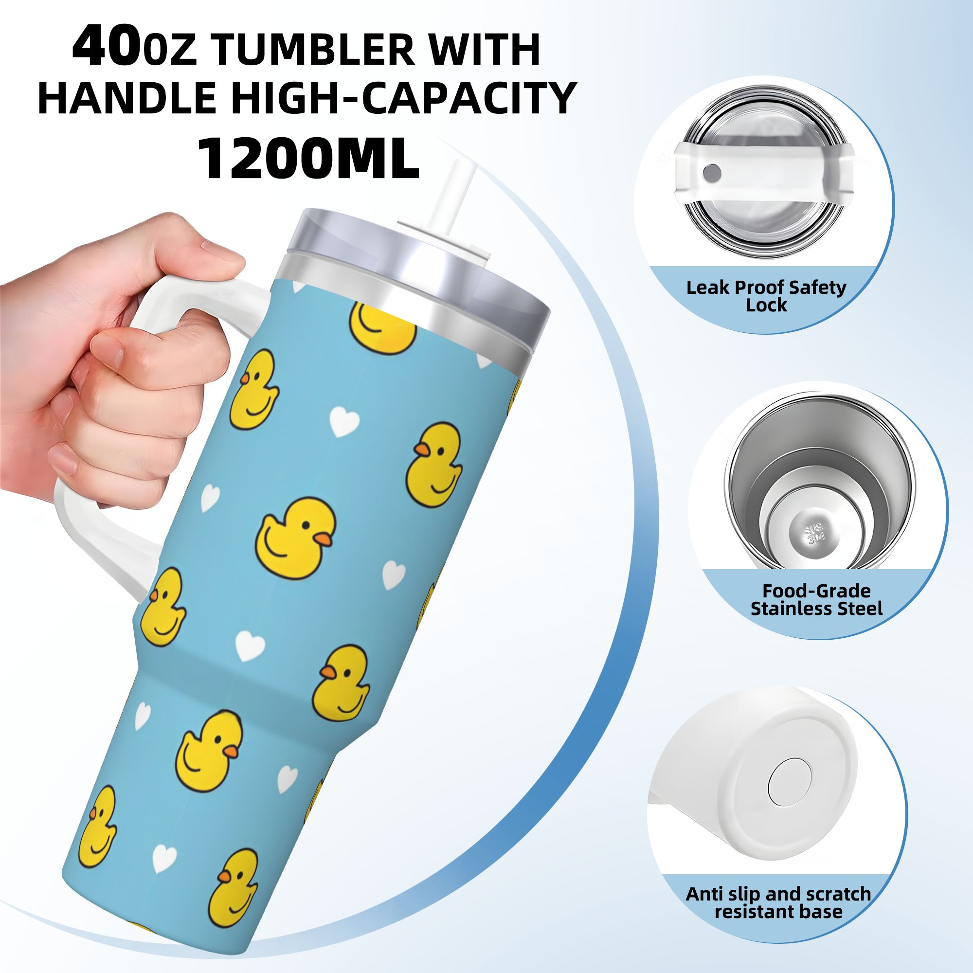 Cute Duck Cartoon Tumbler Vacu - Vacuum Insulated Flask avaliação e preço