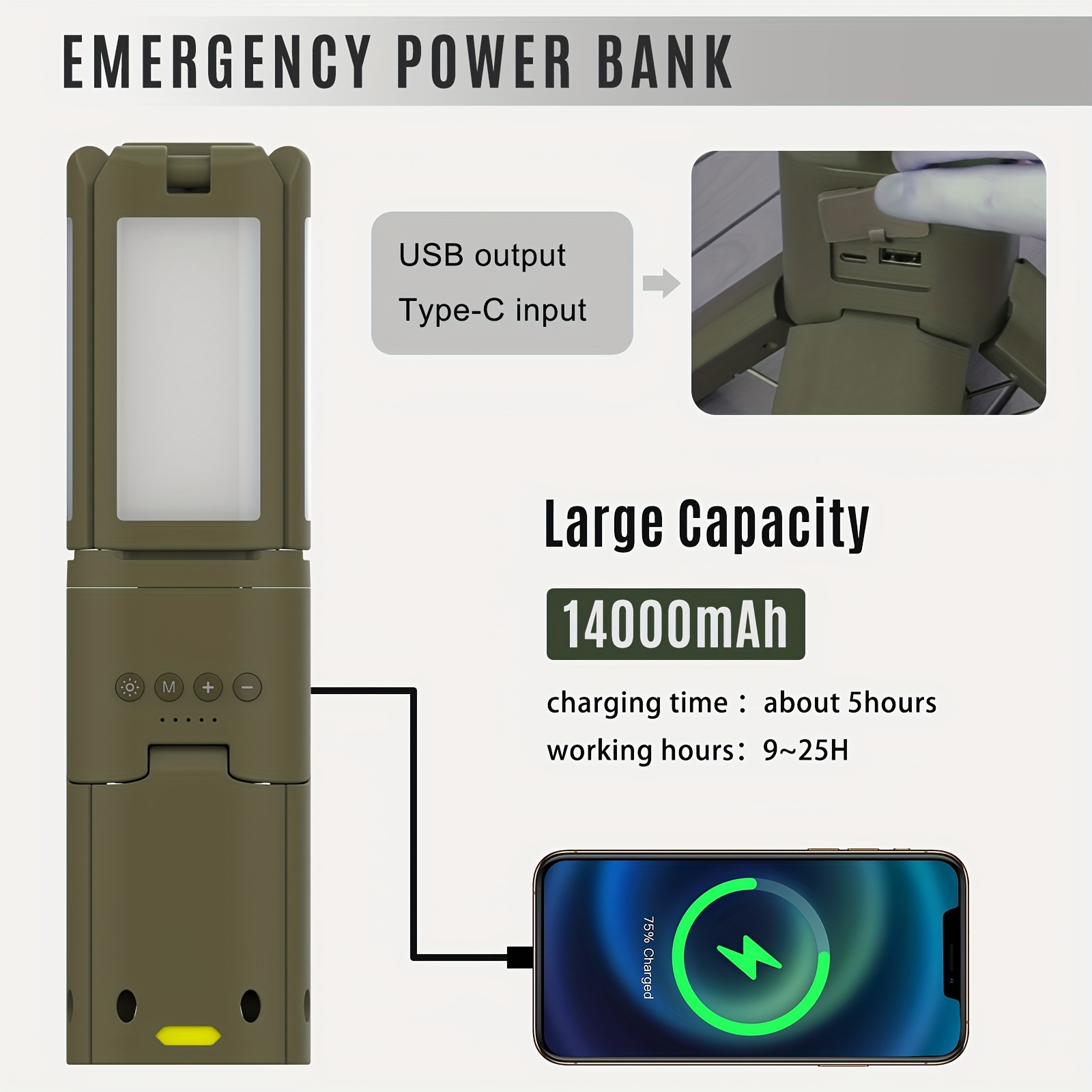 Camping Lantern, 14000mAh Rech - Camping Lantern avaliação e preço