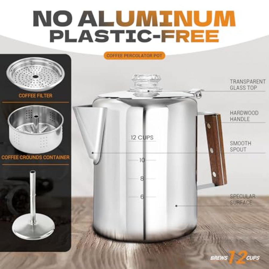 Percolator Coffee Pot Stainles - Camp Percolator Coffee avaliação e preço
