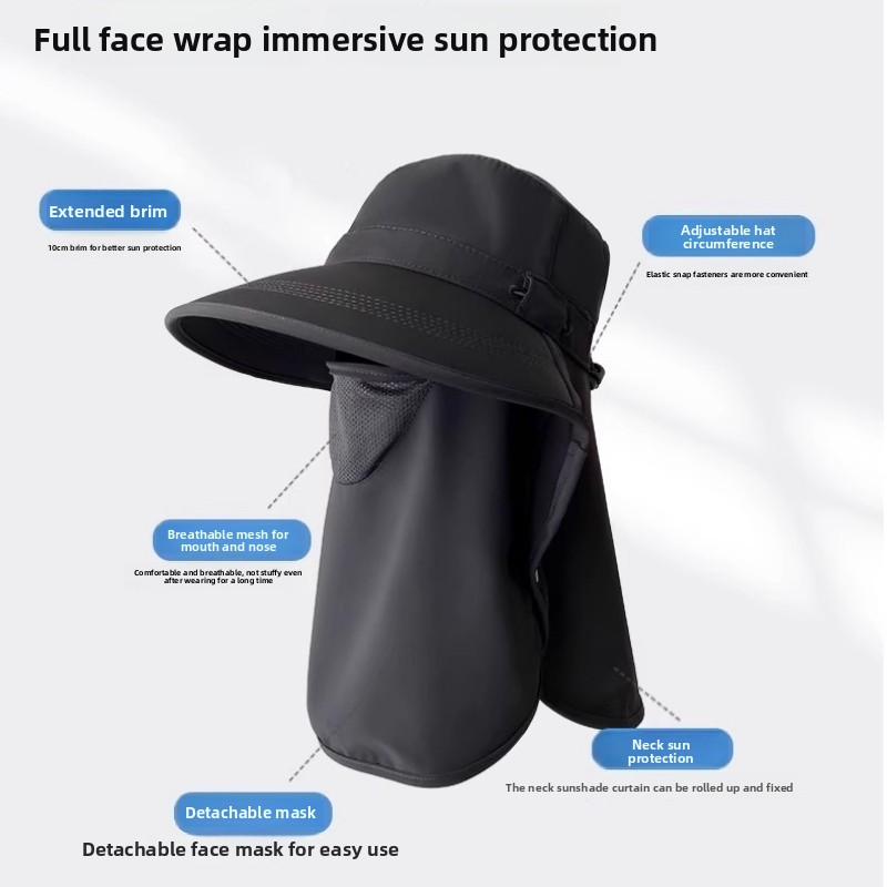 Full Coverage Sun Hat with Fac - Outdoor Camping Hat avaliação e preço