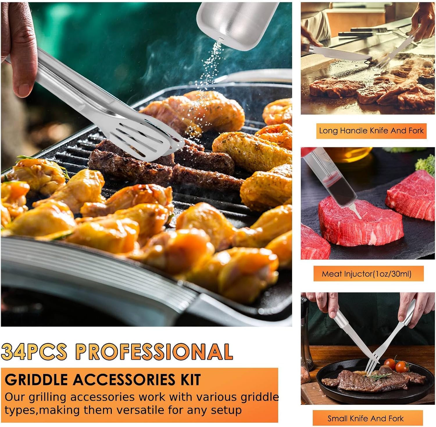 34Pcs Heavy Duty Grill Tools S - Outdoor Camping Utensils avaliação e preço