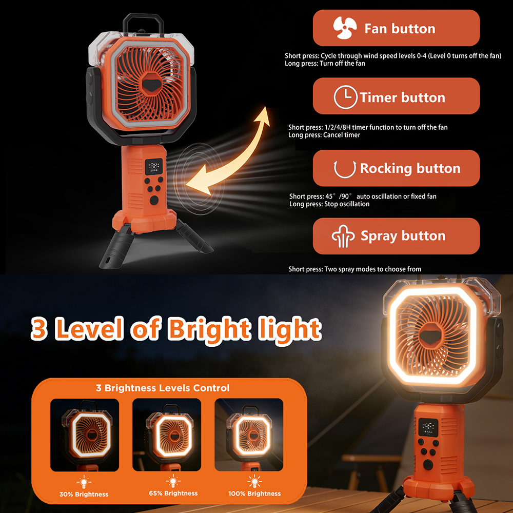 30000mAh Cooling Floor Fan wit - Outdoor Camping Ventilator avaliação e preço