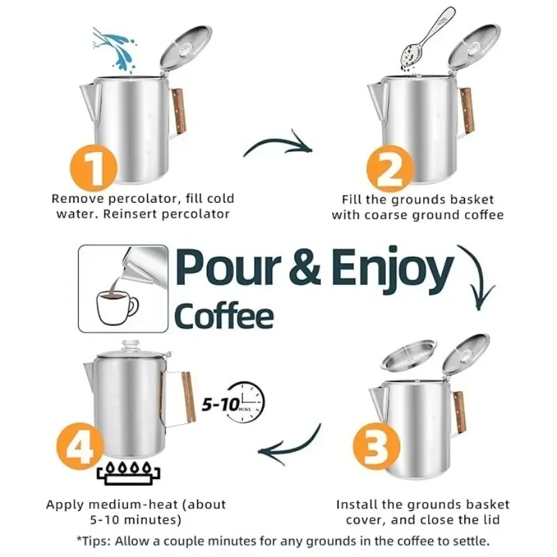 Stainless Steel Camping Coffee - Camp Percolator Coffee avaliação e preço