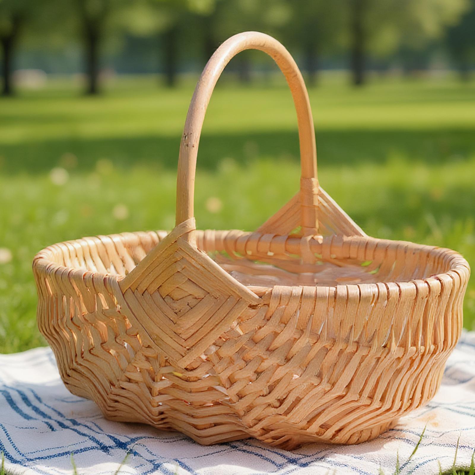 Woven Wicker Picnic Basket Wit - Outdoor Activities In Camping avaliação e preço