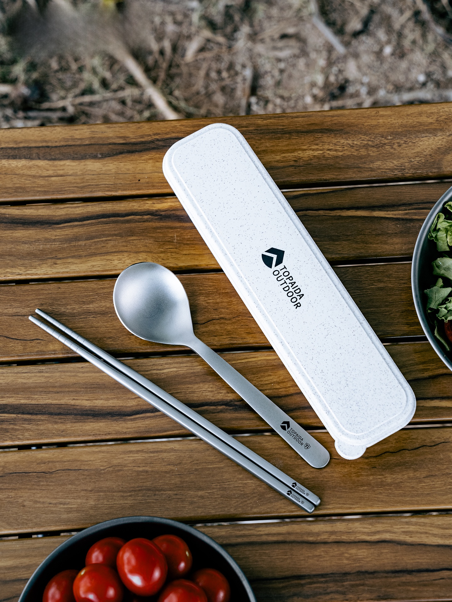 Portable Titanium Spoon Set Pu - Outdoor Camping Utensils avaliação e preço