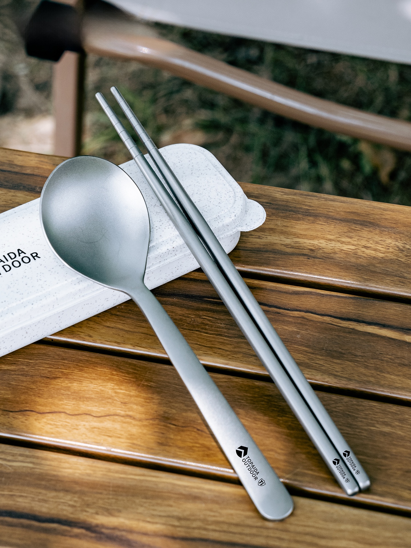 Portable Titanium Spoon Set Pu - Outdoor Camping Utensils avaliação e preço