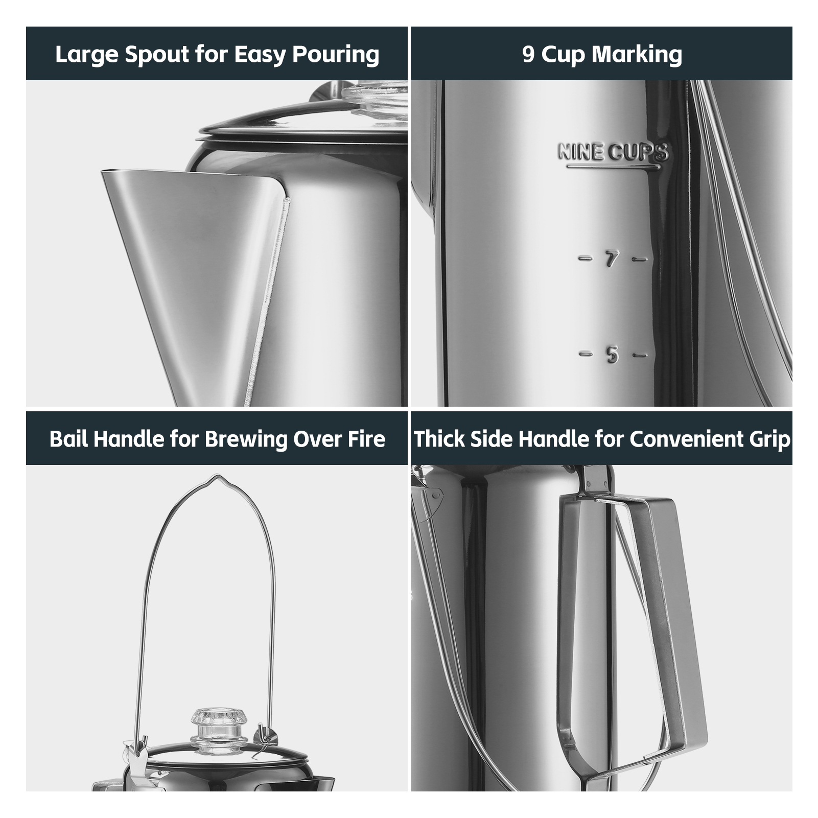 1.2L Outdoor 9 Cup Stainless S - Camp Percolator Coffee avaliação e preço
