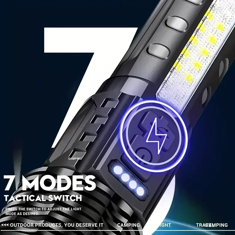 Powerful LED Flashlight Type C - Camping Lantern avaliação e preço