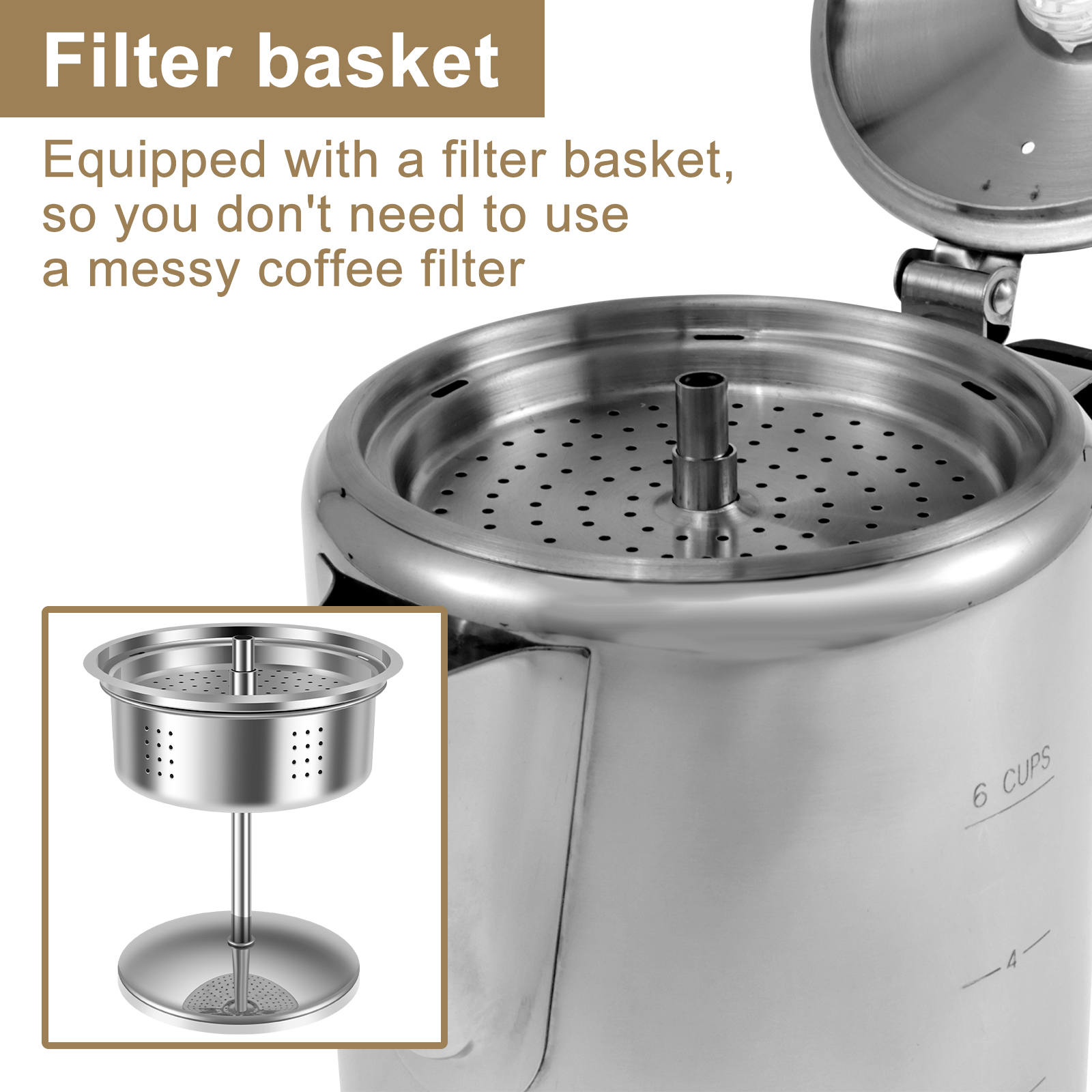 Stainless Steel Coffee Percola - Camp Percolator Coffee avaliação e preço