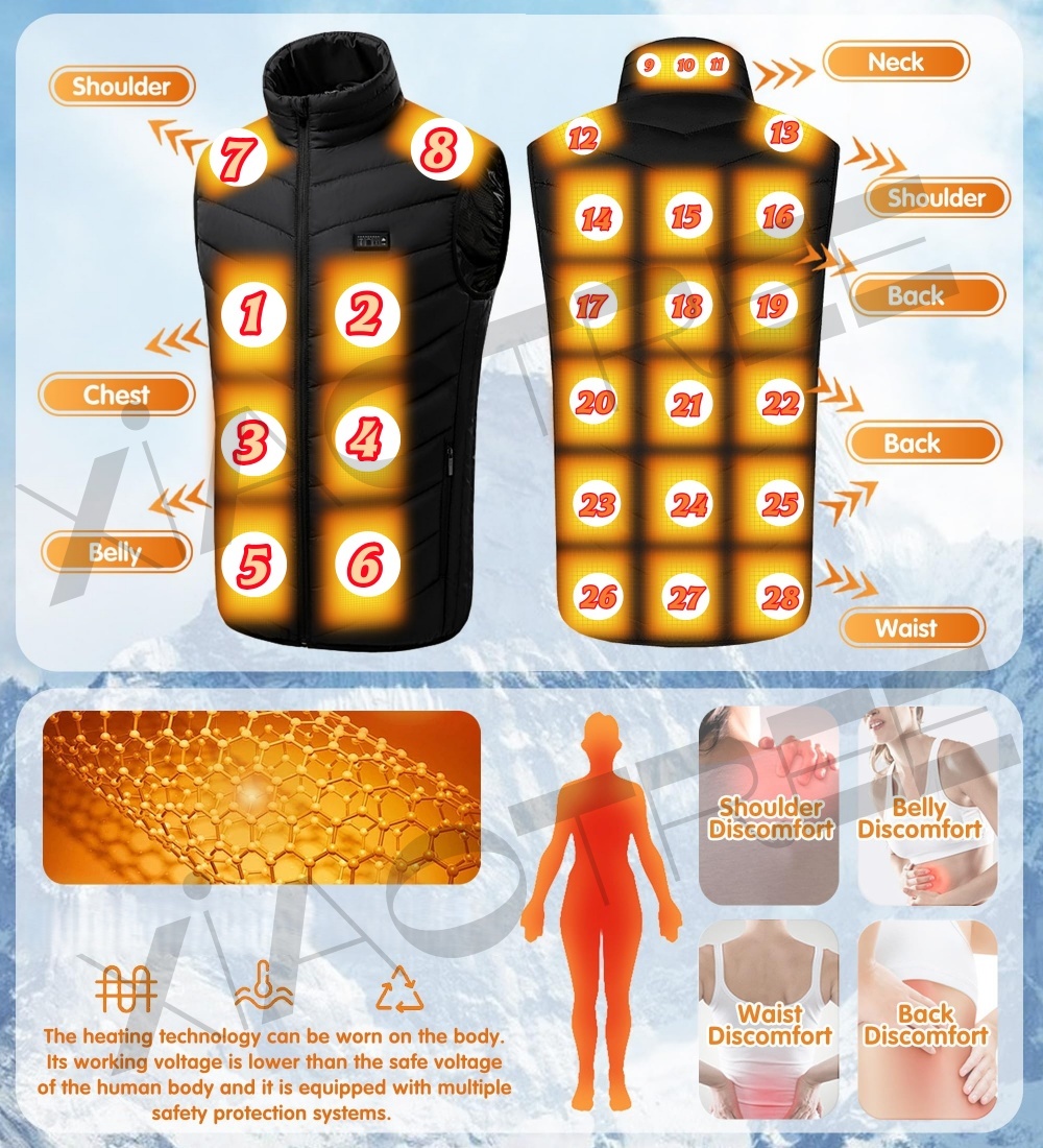 28/9 Areas Heated Vest Men Jac - Camping Outdoor Clothing avaliação e preço