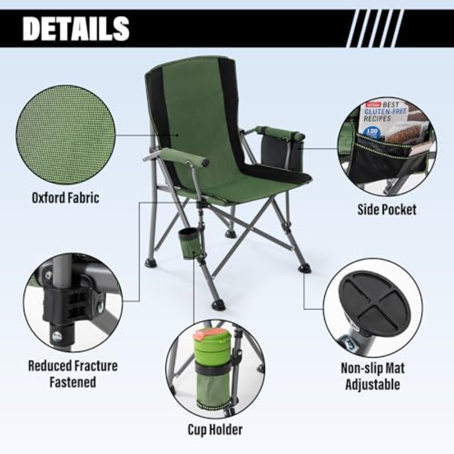Camping Chair for Adults, Heav - Outdoor Camping Chairs Folding avaliação e preço