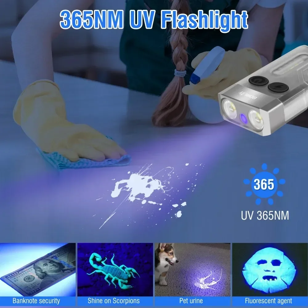 BORUiT V10 Keychain UV LED EDC - Outdoor Camping Adventure avaliação e preço
