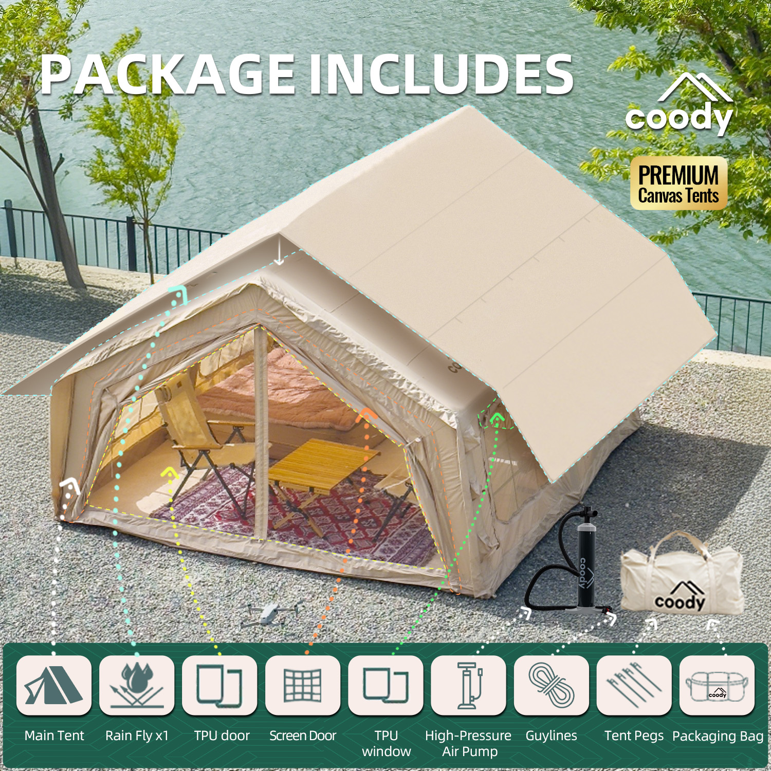 Coody 13.6 Air Tent-Beige Infl - Outdoor Camping And Glamping avaliação e preço