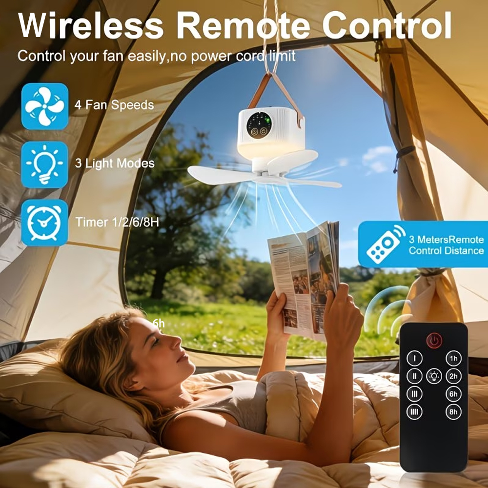 Portable Ceiling Fan with Ligh - Outdoor Camping Ventilator avaliação e preço