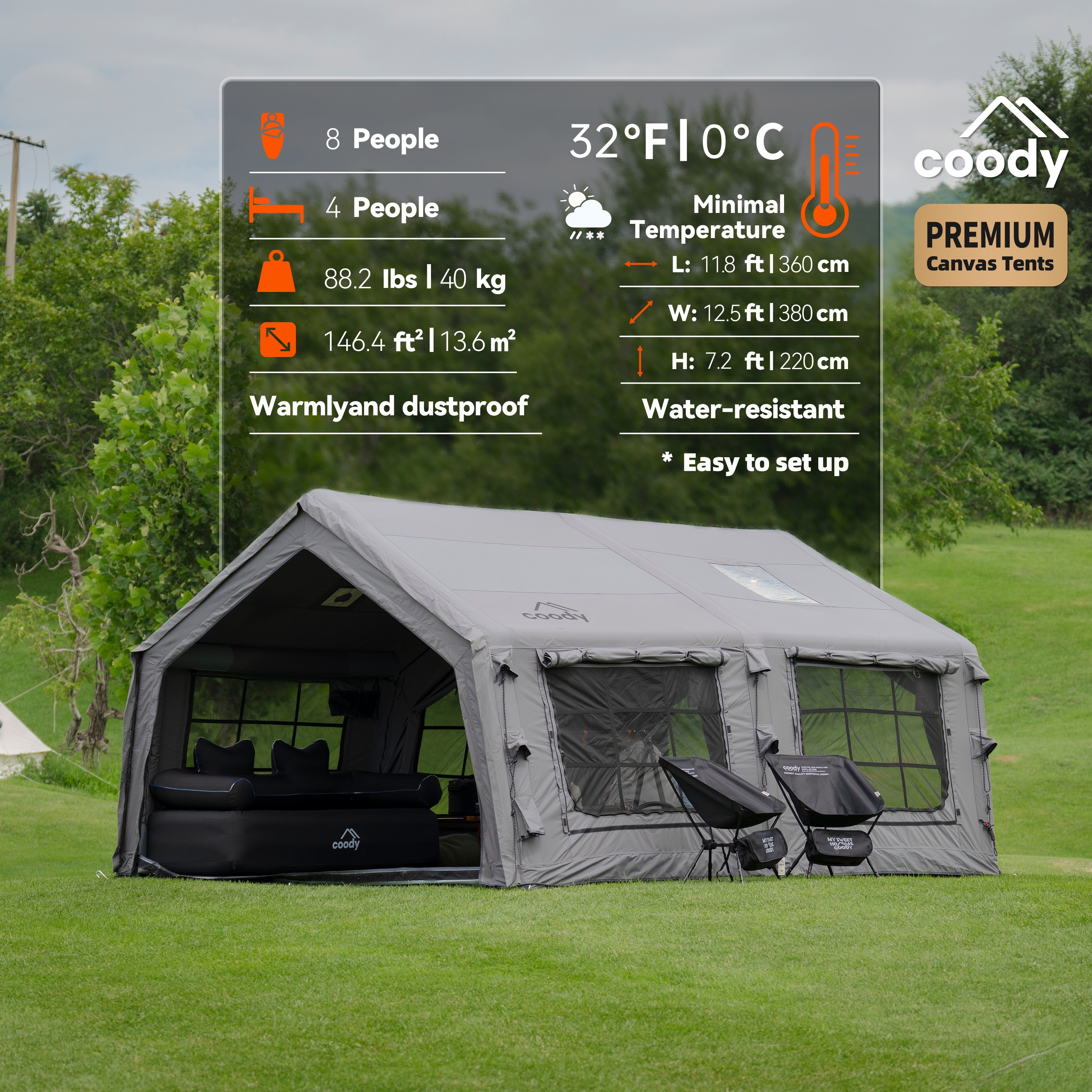 Coody 13.6 Air Tent-Gray Popul - Outdoor Camping And Glamping avaliação e preço