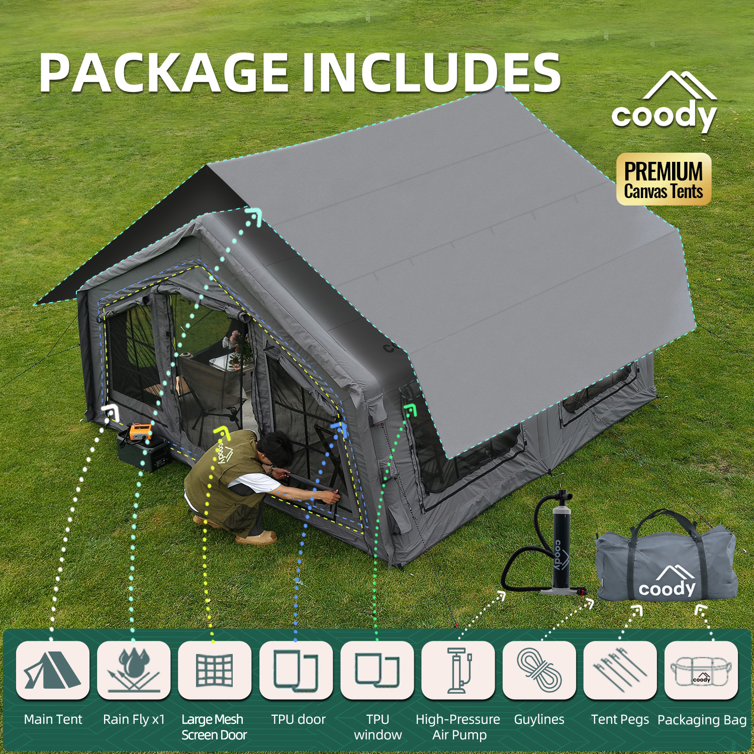Coody 13.6 Air Tent-Gray Popul - Outdoor Camping And Glamping avaliação e preço
