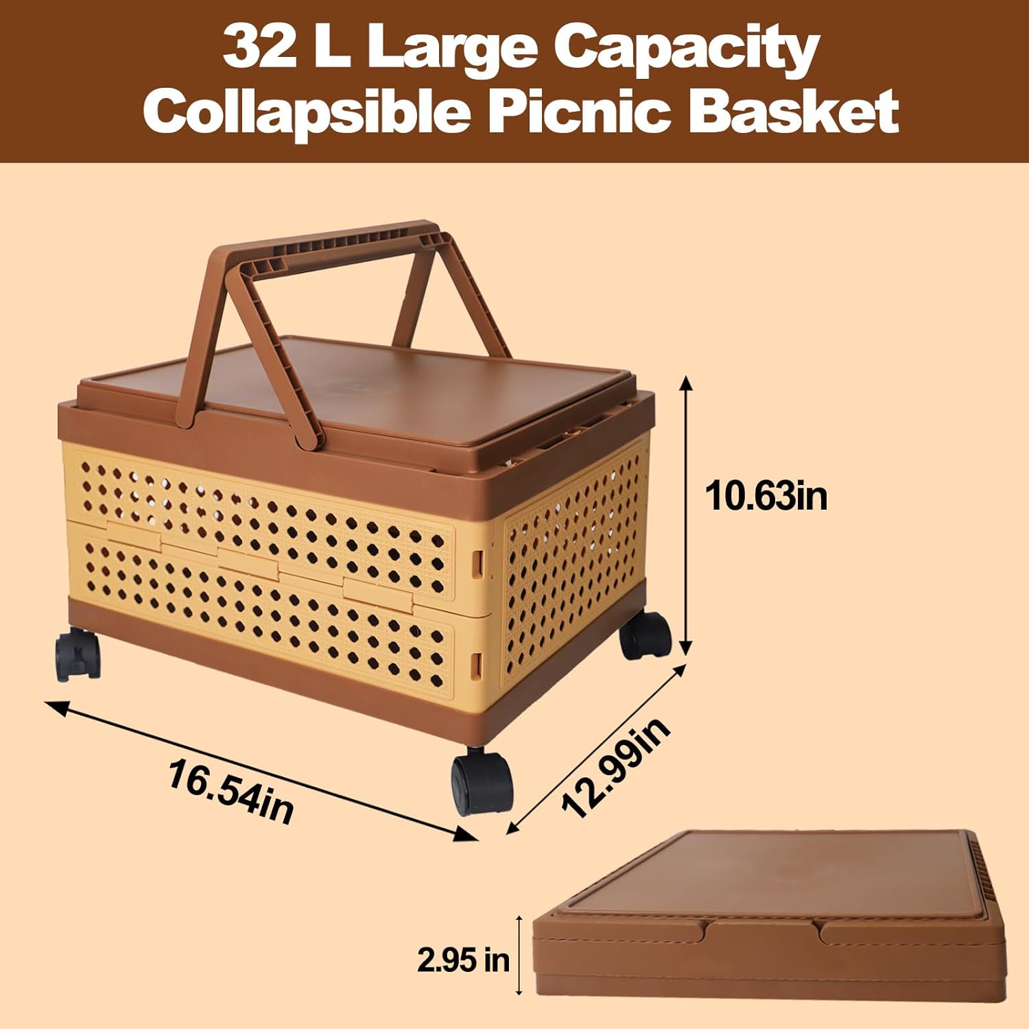 Picnic Basket with Wheels -32L - Outdoor Camping Bin avaliação e preço