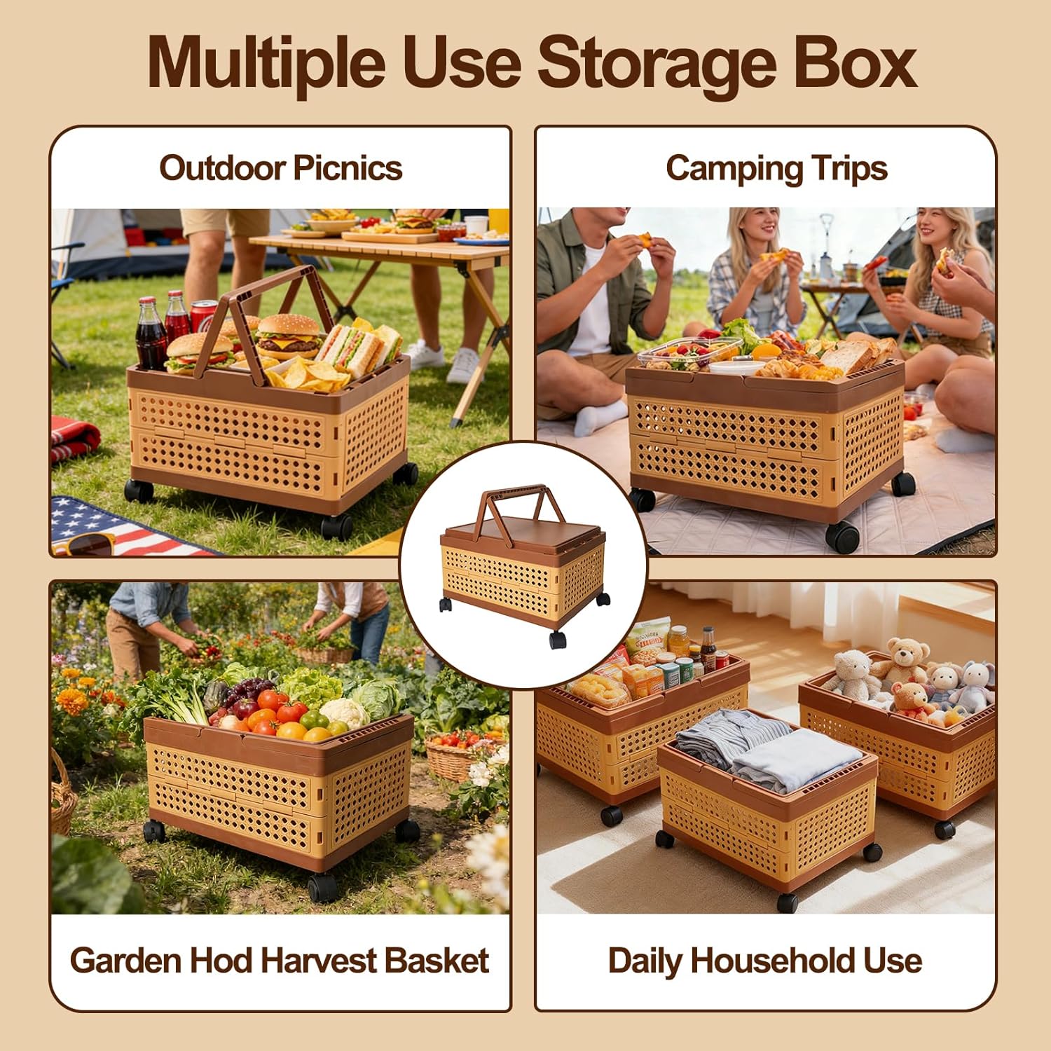 Picnic Basket with Wheels -32L - Outdoor Camping Bin avaliação e preço