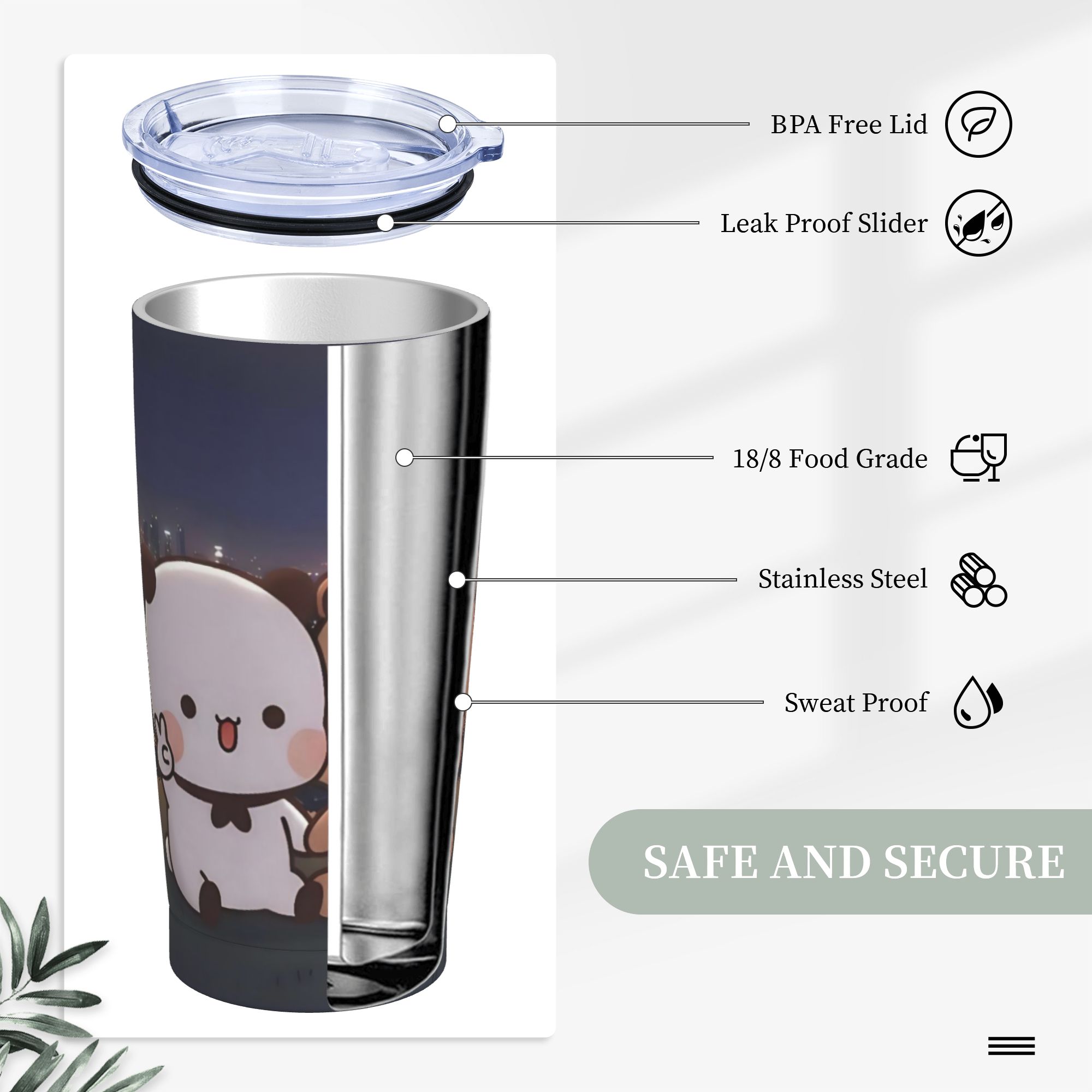 Happy Bubu and Dudu Bear Tumbl - Vacuum Insulated Flask avaliação e preço