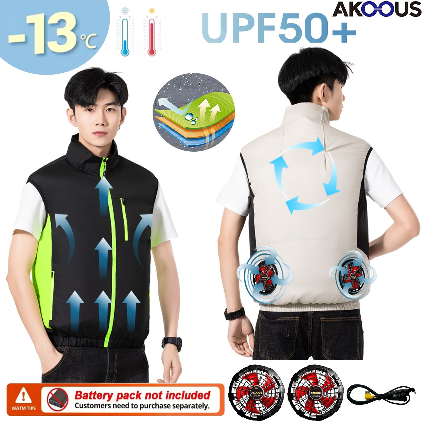 12V 5V USB Cooling Fan Vest Me - Outdoor Camping Ventilator avaliação e preço