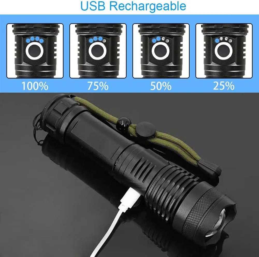 High Power LED Flashlight Rech - Outdoor Camping Adventure avaliação e preço