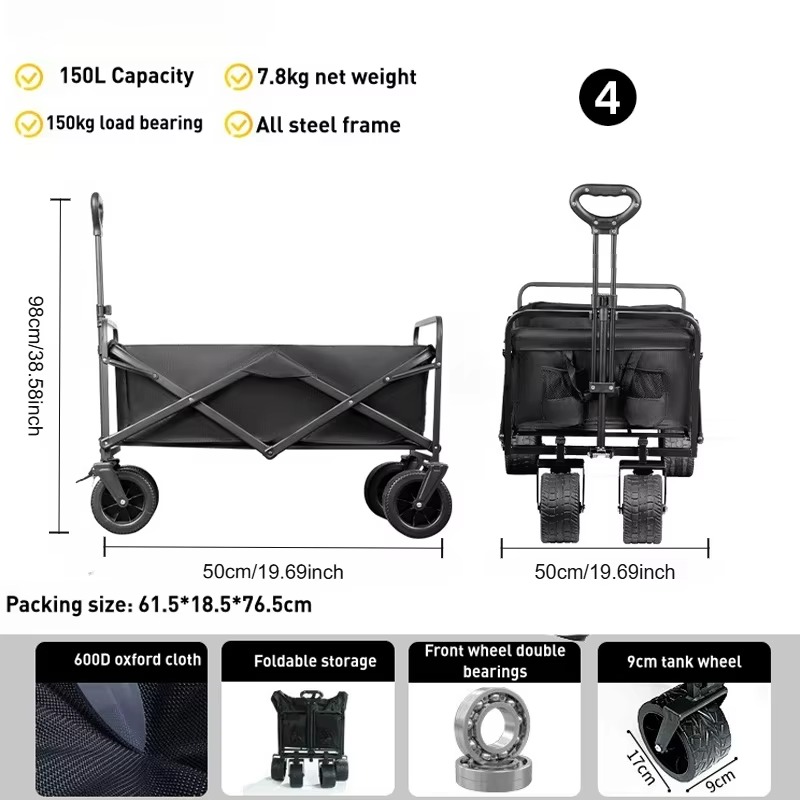 Lightweight 150L Portable Stee - Outdoor Camping Vehicle Wagon avaliação e preço