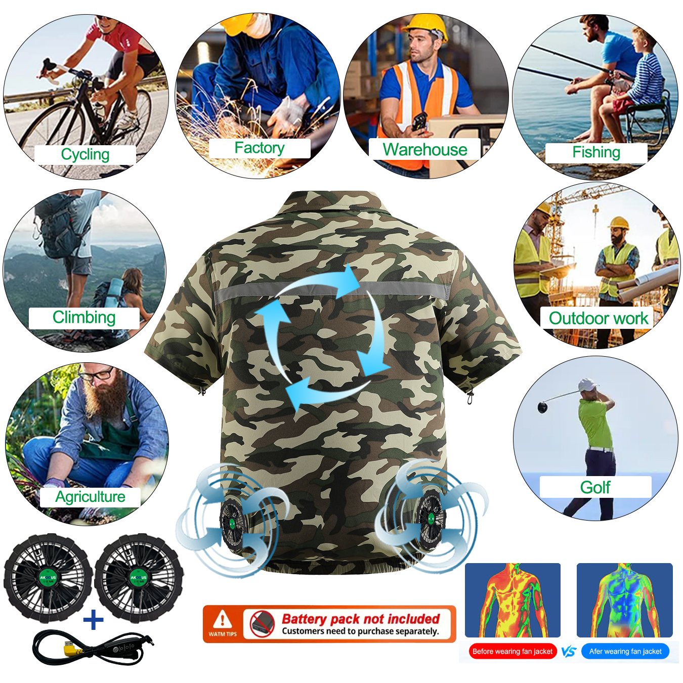 Summer USB 12V/5V Air Conditio - Camping Outdoor Clothing avaliação e preço